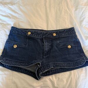 Juicy Couture Dark Blue Jean Shorts with Gold Accents